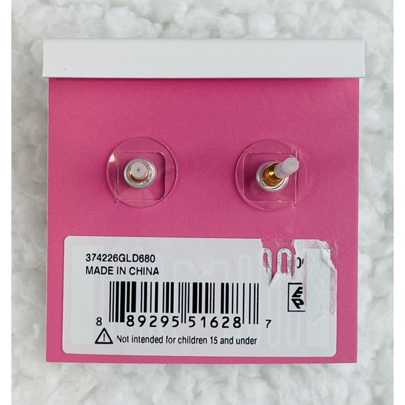 (NWT) BETSEY JOHNSON • Pink/Gold Rose Rhinestone Stud Earrings - Picture 2 of 9